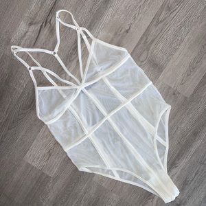 White strappy naked wardrobe sheer bodysuit